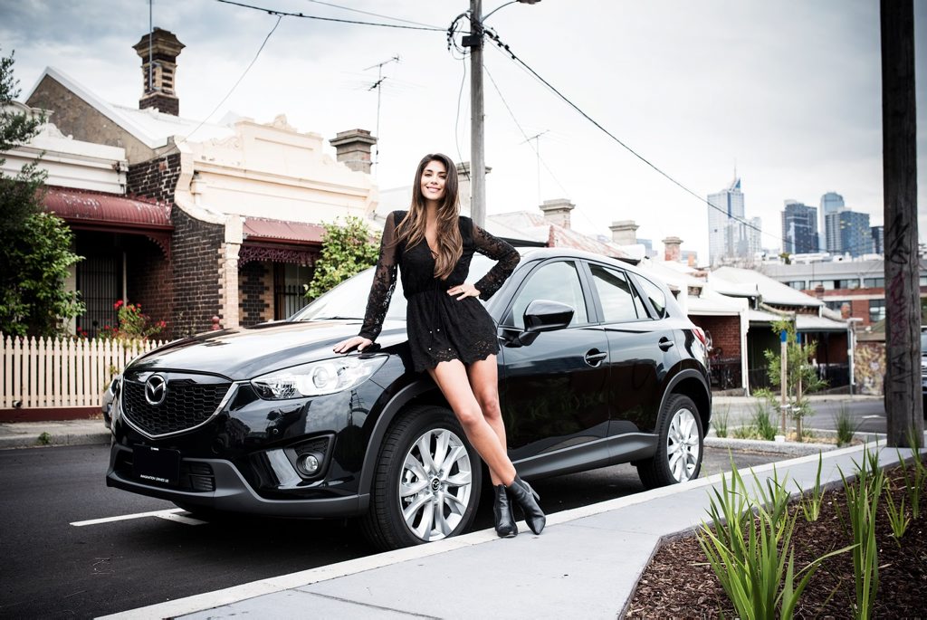 Pia Miller with her Mazda CX-5. Pia Miller with her Mazda CX-5.
